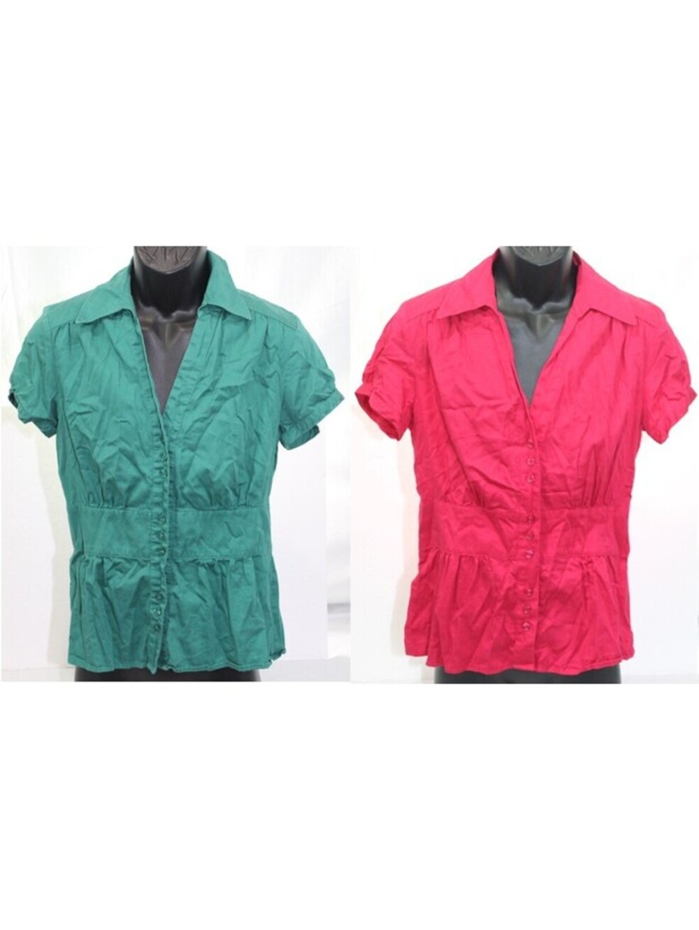 Clothing Lot Womens Shirts 2 Pieces Size 10 Ann Taylor Pink Green Button Front